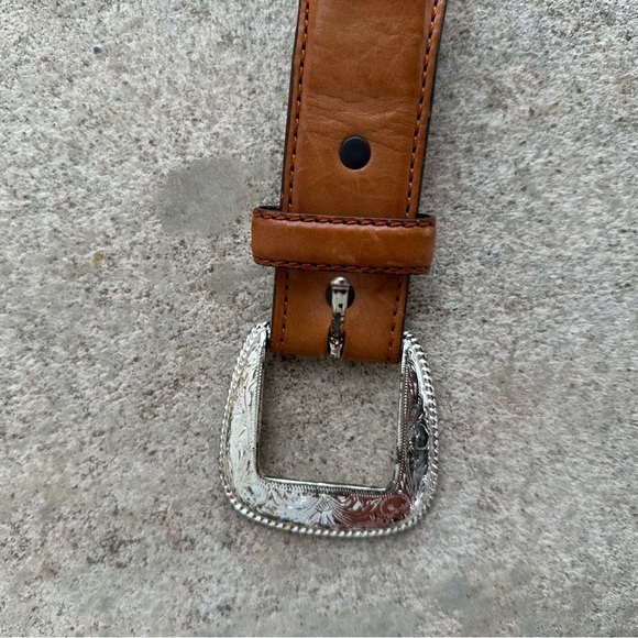 Men’s Authentic Tony Lama Vintage Brown Braided Western Leather Concho Belt 36 - Picture 13 of 16